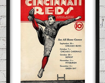 1934 Vintage Cincinnati Reds Football Schedule - Digital Reproduction