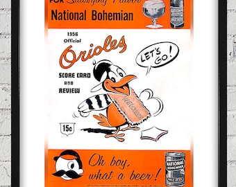 1956 Vintage Baltimore Orioles Scorebook Cover - Digital Reproduction