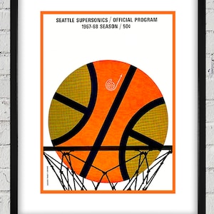 1967- 1968 Vintage Seattle SuperSonics Basketball Program Cover - Digital Reproduction