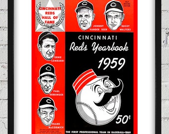 1959 Vintage Cincinnati Reds Yearbook Cover - Digital Reproduction