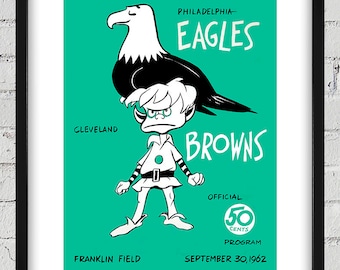1962 Vintage Cleveland Browns - Philadelphia Eagles Football Program Cover - Digital Reproduction