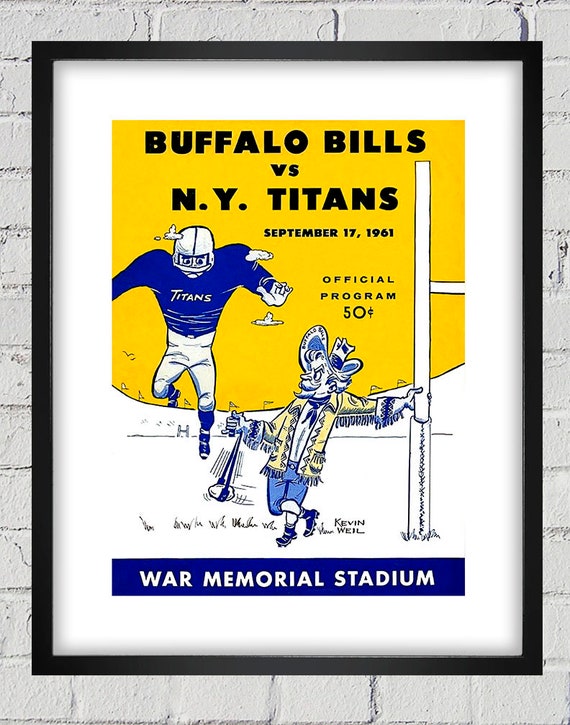 1961 Vintage New York Titans - Buffalo Bills Football Program Cover - Digital Reproduction