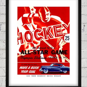 1952 Vintage All-Star Hockey Programm Cover - Digitale Reproduktion