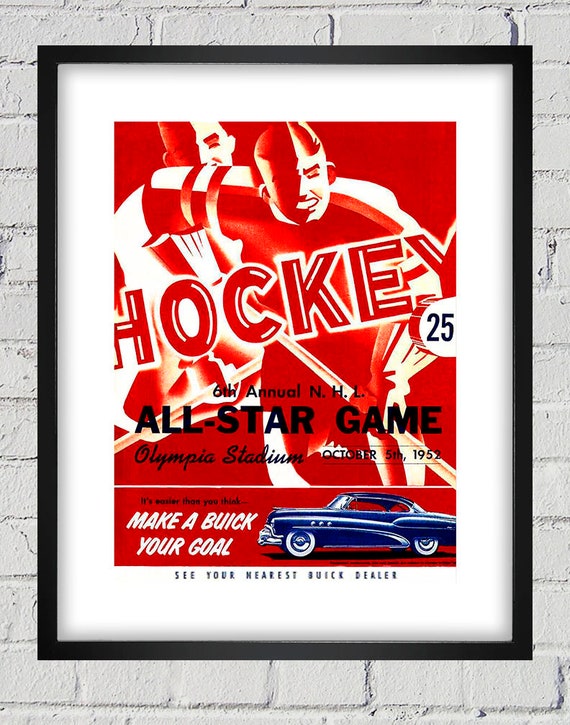 1952 Vintage All-Star Hockey Program Cover - Digital Reproduction