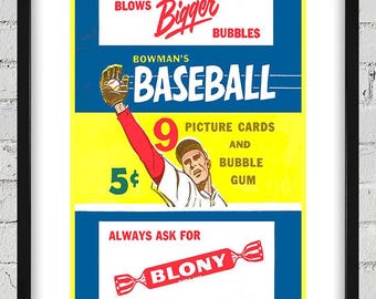 1955 Vintage Bowman's Baseball Card Wrapper - Digital Reproduction
