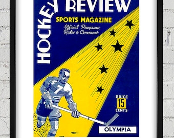 1940-1941 Vintage Detroit Red Wings Hockey Program Cover - Digital Reproduction