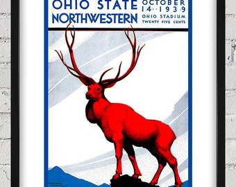 1939 Vintage Ohio State - Northwestern Football Program Cover - Digital Reproduction