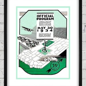 1934 Vintage Indianapolis 500 Racing Program Cover - Digital Reproduction