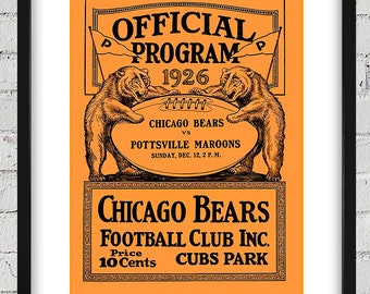 1926 Vintage Chicago Bears-Pottsville Maroons Football Program Cover - Digital Reproduction