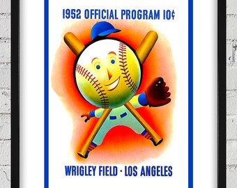 1952 Vintage Los Angeles Angels -Wrigley Field Program Cover - Digital Reproduction