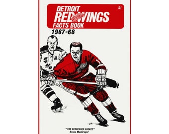 1967-1968 Vintage Detroit Red Wings Hockey Media Guide Cover - Digital Reproduction