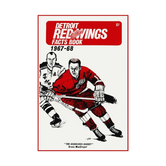 1967-1968 Vintage Detroit Red Wings Hockey Media Guide Cover - Digital Reproduction