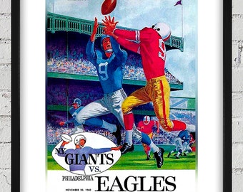 1960 Vintage New York Giants - Philadelphia Eagles Football Program Cover - Digital Reproduction