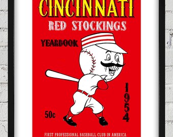 1954 Vintage Cincinnati Reds Yearbook Cover - Digital Reproduction