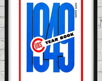 1949 Vintage Chicago Cubs Baseball Year Book Cover - Digital Reproduction