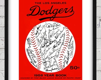 1958 Vintage Los Angeles Dodgers Yearbook Cover - Digital Reproduction