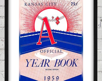 1959 Vintage Kansas City Athletics Yearbook Cover - Digital Reproduction