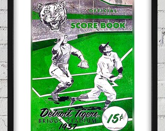 1957 Vintage Detroit Tigers Scorebook Cover - Digital Reproduction