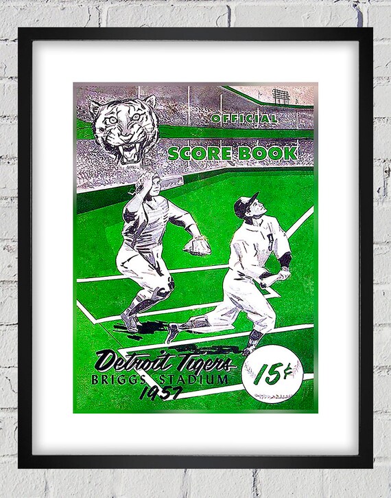 1957 Vintage Detroit Tigers Scorebook Cover - Digital Reproduction