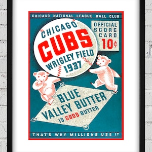 1937 Vintage Chicago Cubs Baseball Program Cover - Digital Reproduction