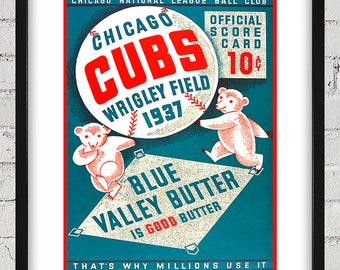 1937 Vintage Chicago Cubs Baseball Program Cover - Digital Reproduction
