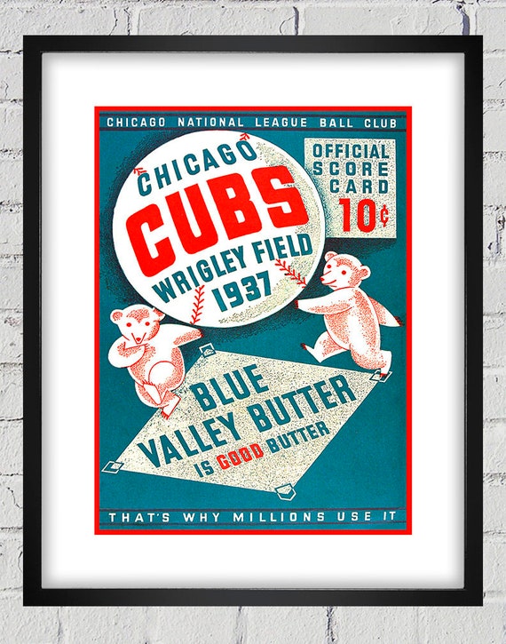 1937 Vintage Chicago Cubs Baseball Program Cover - Digital Reproduction