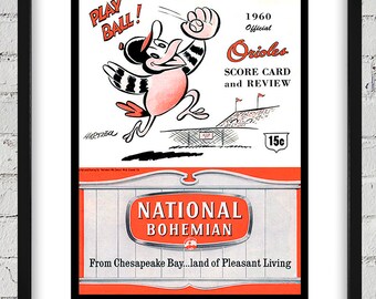 1960 Vintage Baltimore Orioles Scorebook Cover - Digital Reproduction