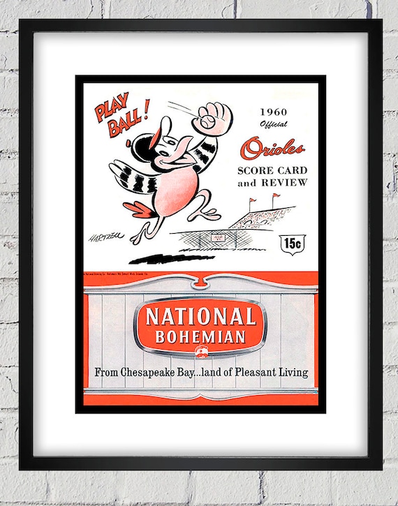 1960 Vintage Baltimore Orioles Scorebook Cover - Digital Reproduction - Print or Matted or Framed