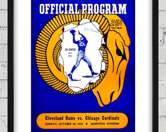 1940 Vintage Cleveland Rams - Chicago Cardinals Football Program Cover - Digital Reproduction