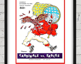1961 Vintage Philadelphia Eagles - St. Louis Cardinals Football Program Cover- Digital Reproduction