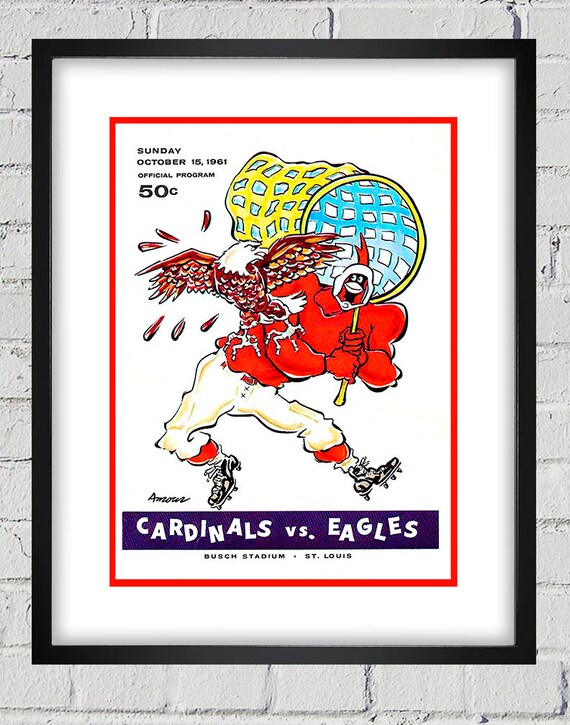 1961 Vintage Philadelphia Eagles - St. Louis Cardinals Football Program Cover- Digital Reproduction