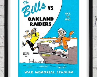 1962 Vintage Oakland Raiders-Buffalo Bills Football Program Cover - Digital Reproduction