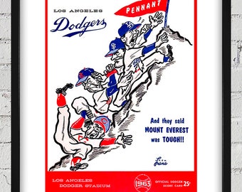 1963 Vintage Los Angeles Dodgers Scorecard Cover - Pennant Climb - Digital Reproduction