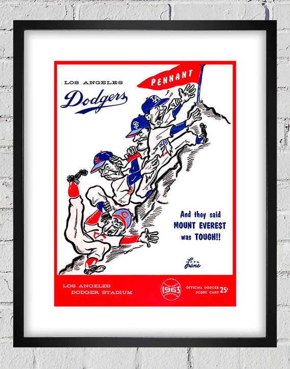 1963 Vintage Los Angeles Dodgers Scorecard Cover - Pennant Climb - Digital Reproduction