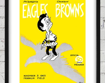 1963 Vintage Cleveland Browns - Philadelphia Eagles Football Program Cover - Digital Reproduction
