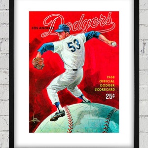 1968 Vintage Los Angeles Dodgers Program Cover - Don Drysdale - Digital Reproduction