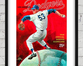 1968 Vintage Los Angeles Dodgers Program Cover - Don Drysdale - Digital Reproduction