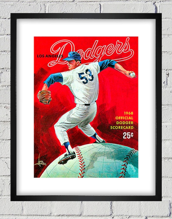 1968 Vintage Los Angeles Dodgers Program Cover - Don Drysdale - Digital Reproduction