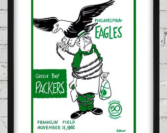 1962 Vintage Green Bay Packers - Philadelphia Eagles Football Program Cover - Digital Reproduction