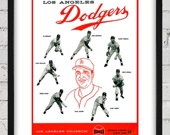 1961 Vintage Los Angeles Dodgers - Walter Alston Scorecard Cover - Digital Reproduction