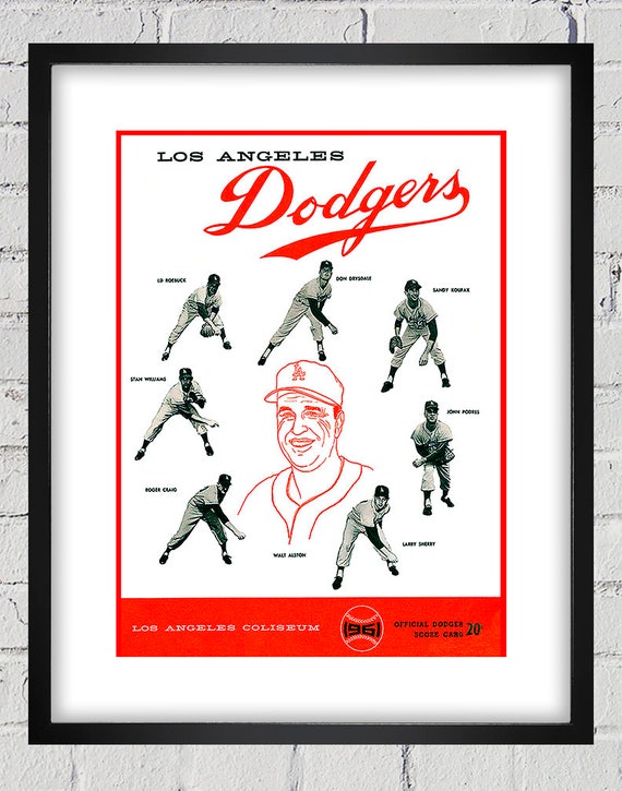 1961 Vintage Los Angeles Dodgers - Walter Alston Scorecard Cover - Digital Reproduction