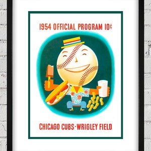 1954 Vintage Chicago Cubs Program Cover - Digital Reproduction