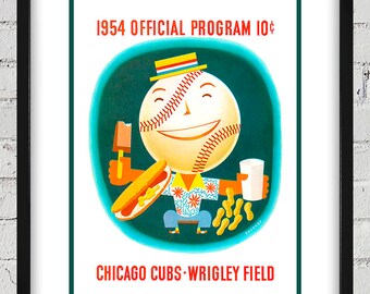 1954 Vintage Chicago Cubs Program Cover - Digital Reproduction