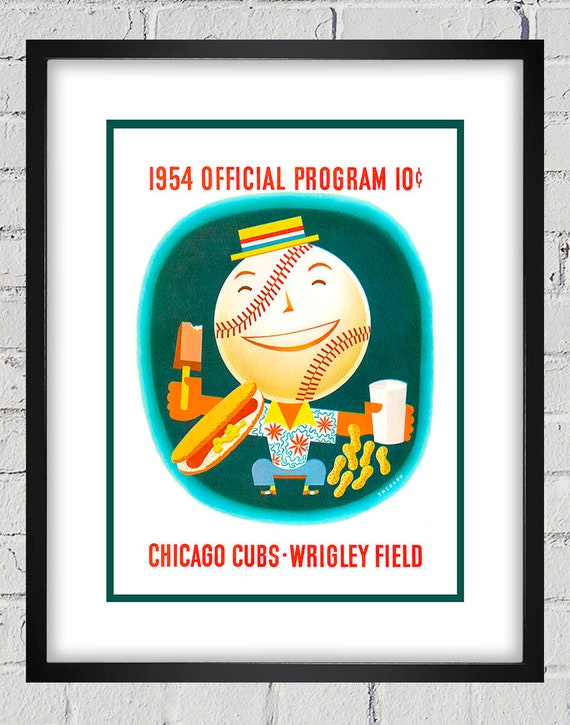 1954 Vintage Chicago Cubs Program Cover - Digital Reproduction