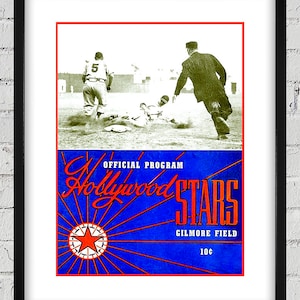 1947 Vintage Hollywood Stars Baseball Program Cover - Gilmore Field - Digital Reproduction