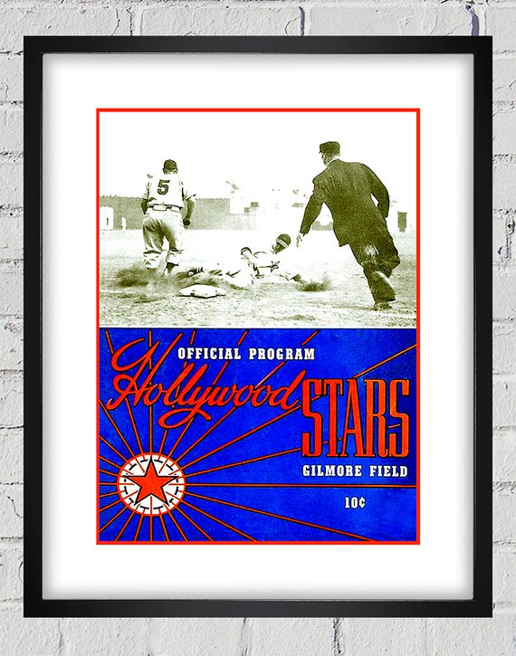 1947 Vintage Hollywood Stars Baseball Program Cover - Gilmore Field - Digital Reproduction