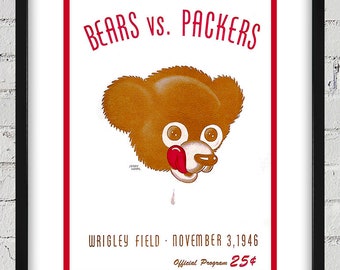 1946 Vintage Green Bay Packers - Chicago Bears Football Program Cover - Digital Reproduction