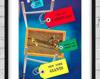 1950 Vintage New York Giants - Chicago Cardinals Football Program Cover - Digital Reproduction