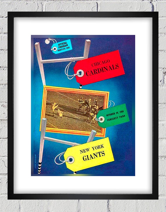 1950 Vintage New York Giants - Chicago Cardinals Football Program Cover - Digital Reproduction