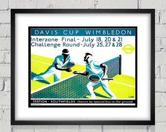 1936 Vintage Wimbledon Tennis Poster - Digital Reproduction